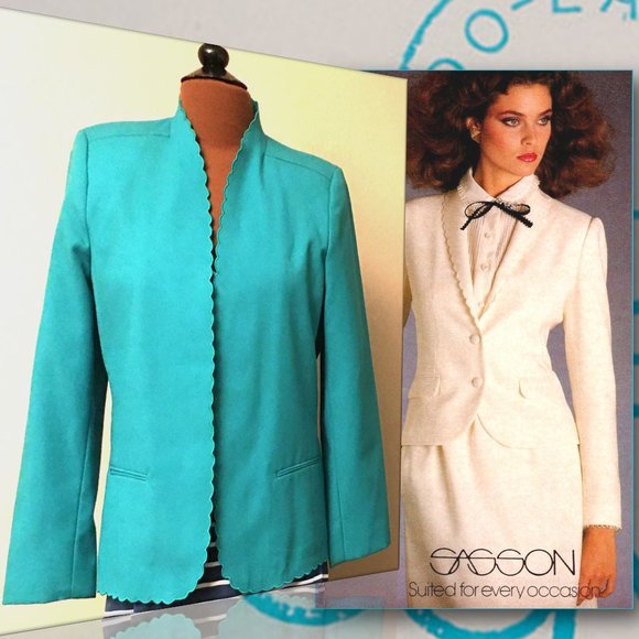 SASSON Blazer with Scalloped Edging | Vintage 1980s - Picture 1 of 12